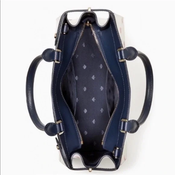 Kate Spade White and Navy Cherry Print Handbag - Picture 7 of 14
